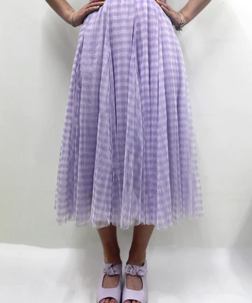 Purple Gingham Tulle Skirt
